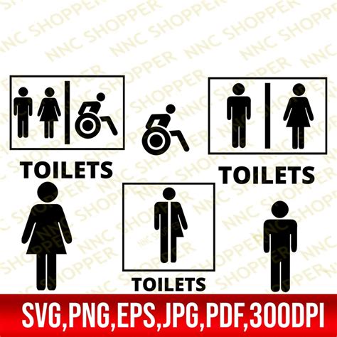Toilet Sign Cut Files Restroom Symbol Clip Art Bathroom Svg Restroom