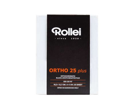 Rollei Ortho 25 Plus Sheet Film 4x5 102x127cm 25 Sheets Black
