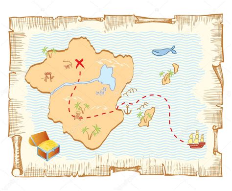 Treasure Map Vector Old Paper Background Stock Vector Image By
