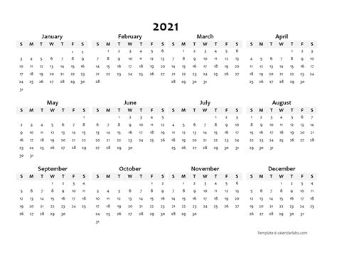 Word Printable Calendar 2021 Free Letter Templates
