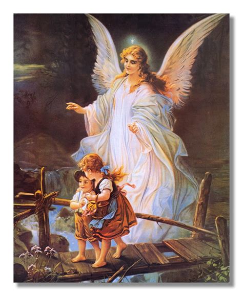Guardian Angel With Children On Bridge Religious Wall Picture Art Print