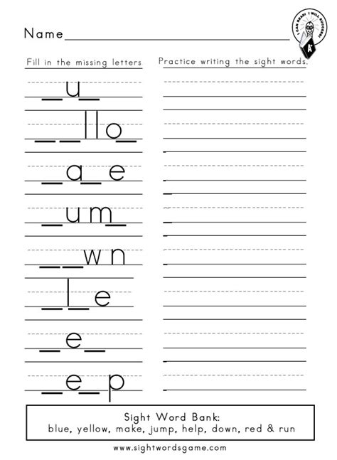 Dolch Sight Word Worksheets Sight Words Reading Writing Spelling