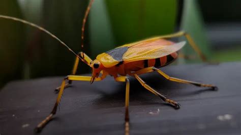 An Orange And Black Bug Walking On A Green Leaf Background Picture Of