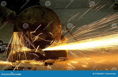 Cutting Steel With Machine For Cutting Steel Stock Photo Image Of