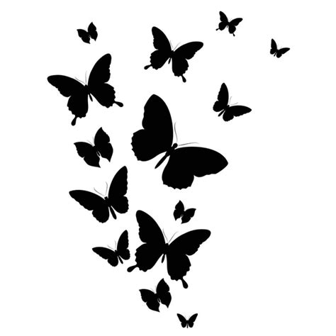 Black Silhouettes Butterflies Isolated White Background — Stock Vector