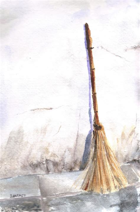 Broom Watercolor 9 X 6 2014 Original Oil Painting Oil Painting