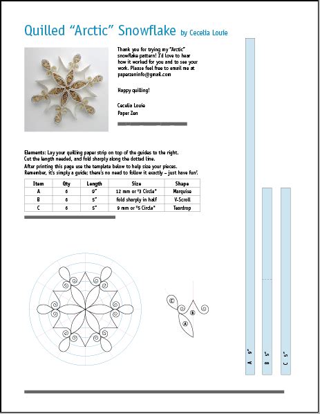 Welcome To Paper Zen ~ Cecelia Louie Quilling Snowflake Pattern Arctic