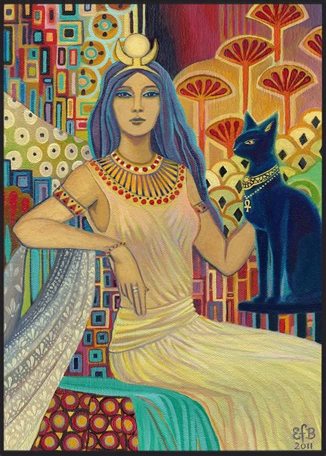 Bast Egyptian Cat Goddess Art 5x7 Blank Greeting Card Pagan Etsy