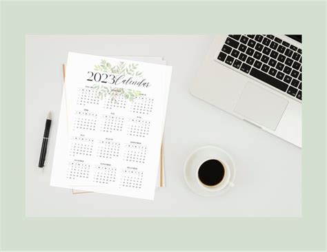 2023 Year At A Glance Calendar Printable One Page 2023 Etsy