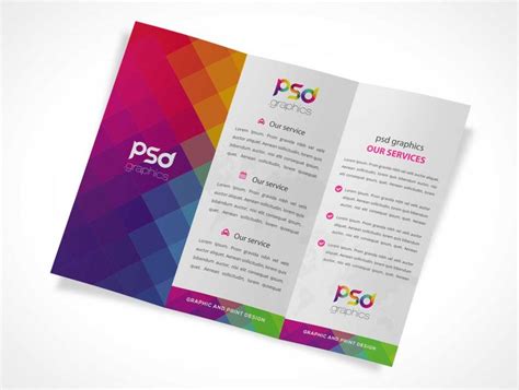 Tri Fold Brochure Cover And Extended Panels Psd Mockup • Psd Mockups