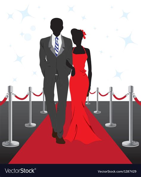 Couple On Red Carpet Royalty Free Vector Image