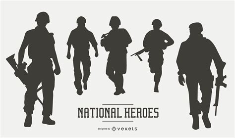 Us Military Soldier Silhouette Set Vector Download