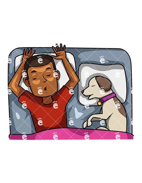 Black Man Sleeping With His Dog Cartoon Vector Clipart Friendlystock
