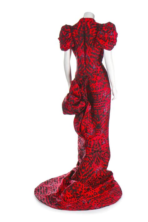 Sold Price An Alexander Mcqueen Woven Silk Feather Dress Horn Of