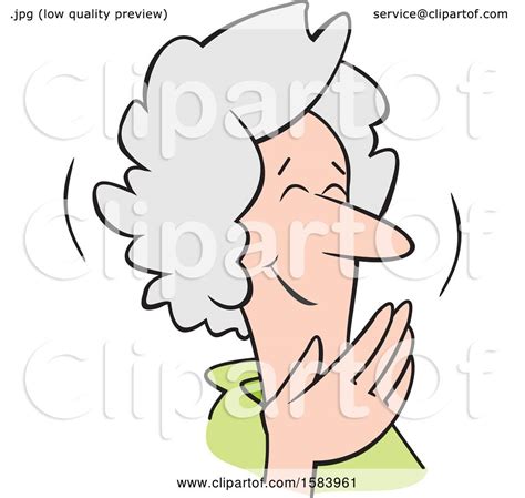 Clipart Of A Cartoon Senior Caucasian Woman Covering Her Mouth And