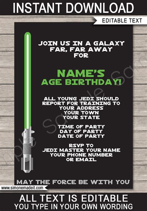 Star Wars Birthday Invitation Template