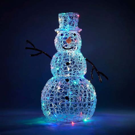 Acrylic Led Snowman Multicolour Outdoor Christmas Light Decoration 75cm