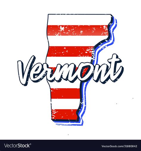 American Flag In Vermont State Map Grunge Style Vector Image