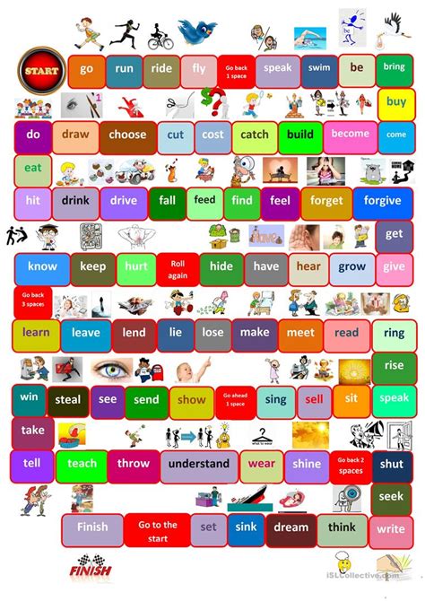 Board Game Irregular Verbs English Esl Worksheets For