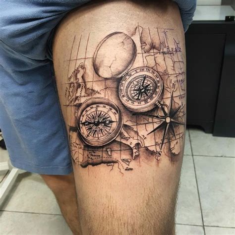 Nautical Compass Anchor Tattoo