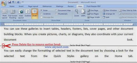 How To Insert Or Remove Or Types Of Section Breaks In Ms Word