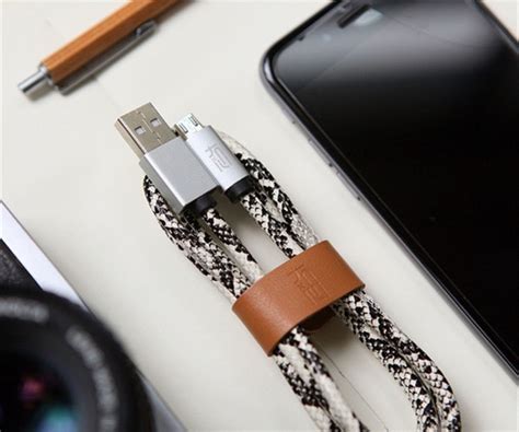 Hand Sewn Leather Charging Cable Gadget Flow