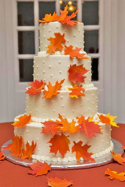 wedding cakes leaves orange wedding cake autumn wedding cakes fruit wedding cake romantic