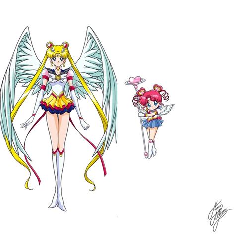 Eternal Sailor Moon And Sailor Chibi Chibi By Marco Albiero Art