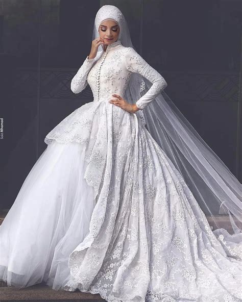 Said Mhamad Princess Arab Hijab Arabic Muslim Lace Long Sleeve Wedding Dresses 2016 Ball Gown