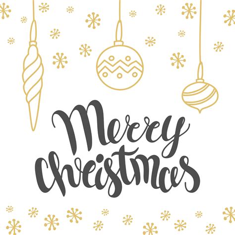 Christmas Card Design With Lettering Merry Christmas And Hand Drawn