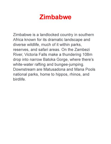 Zimbabwe Test Zimbabwe Zimbabwe Is A Landlocked Country In Southern