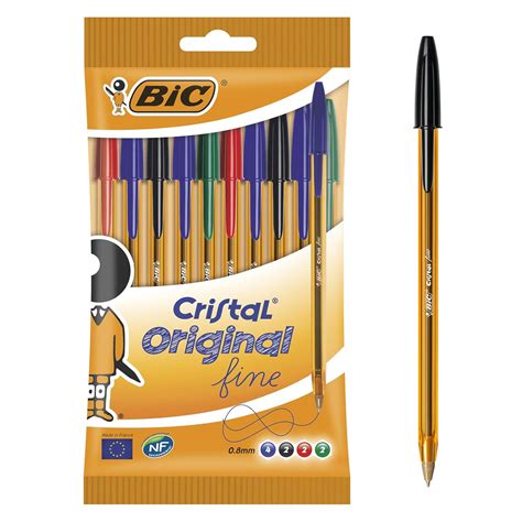 Bic Cristal Fine Ball Pen Set Pack Of 10 Multicolour