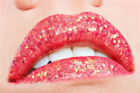 Beautiful Female Lips With Shiny Red Gloss Lipstick Stock Photo Image Of Bright Luxury