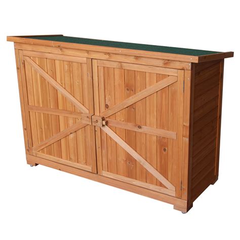 Outdoor Storage Cabinet Double Doors Fir Wooden Garden Yard Shed