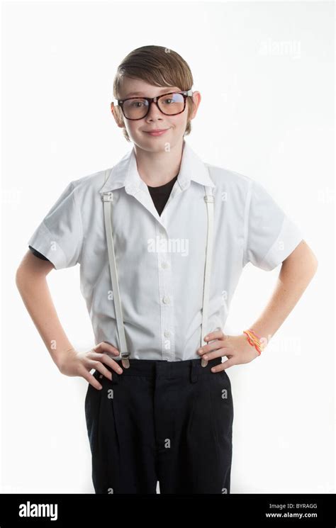 Nerdy Kid In Glasses Stock Photo Alamy