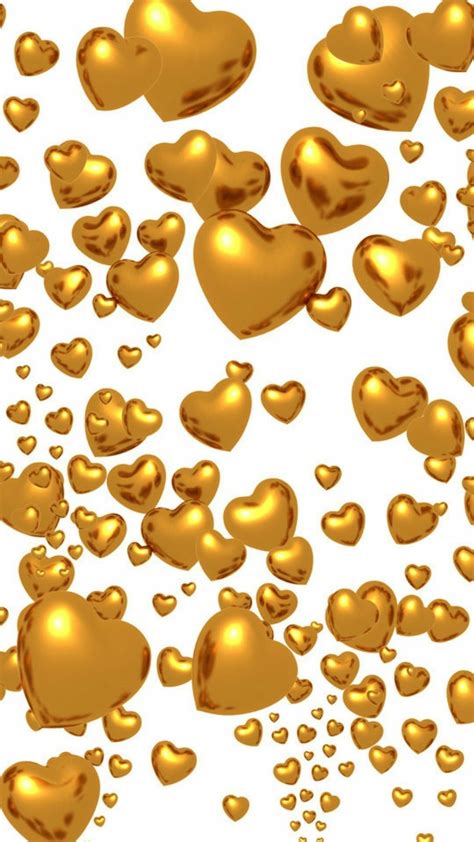 Gold Hearts Heart Wallpaper Jelly Wallpaper Cellphone Wallpaper