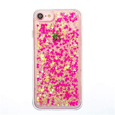 Pink Love Glitter Phone Case 3d Cute Bling Liquid Glitter Floating