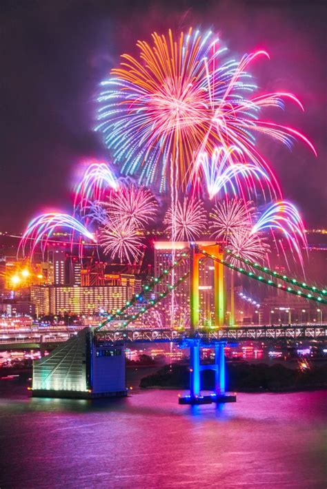Fireworks At The Rainbow Bridge Tokyo Japan Tokyo Pinterest