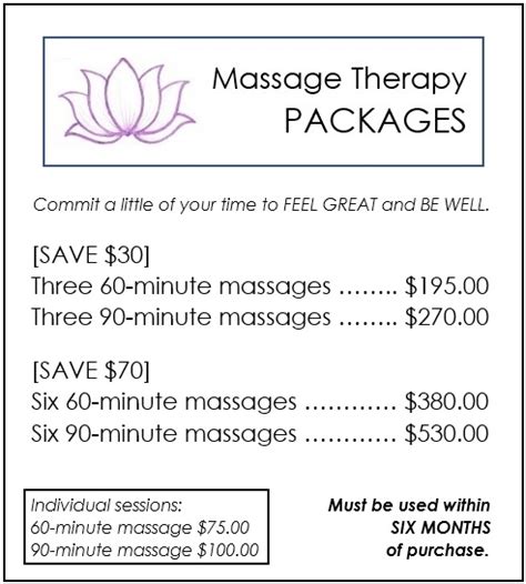 Massage Therapy Packages 2017 Eastern Market Wellness Center
