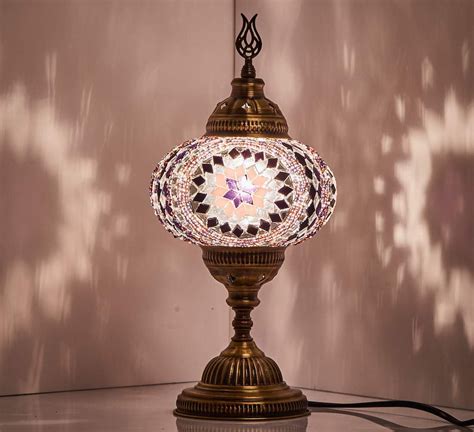 Lamodahome New Stunning Handmade Turkish Moroccan Mosaic Glass Table Desk Bedside Lamp Light