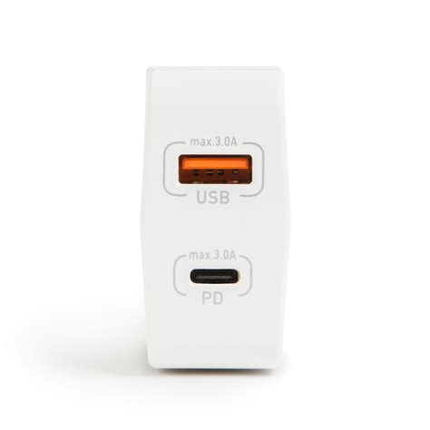 Hišni polnilnik za hitro polnjenje USB + USB-C PD18W - bel - B2B ...
