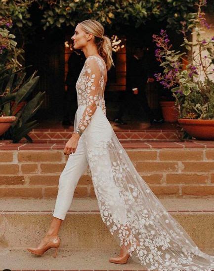 Bridal Jumpsuit With Train In 2020 Wedding Dresses Civil Wedding