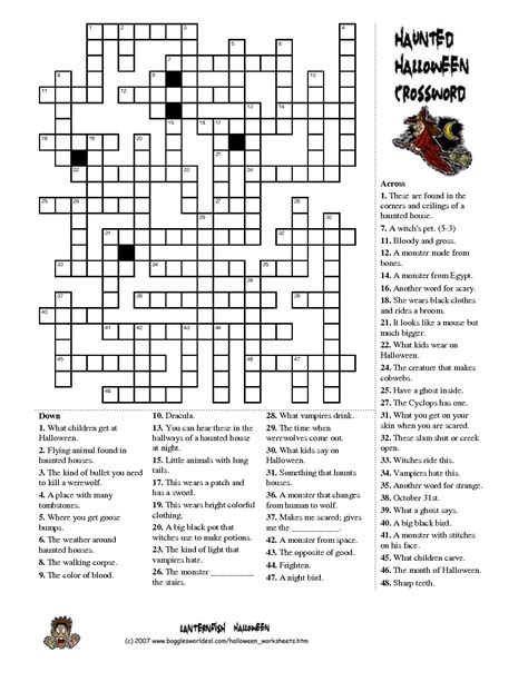 Resource for online and printable crossword puzzles. Homework: B1 Halloween crossword • Brickfield, tu centro ...
