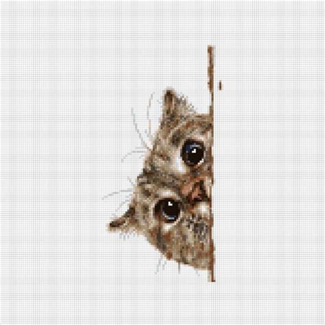 Cross Stitch Pattern Peek A Cat Printable Peeking Animal Etsy