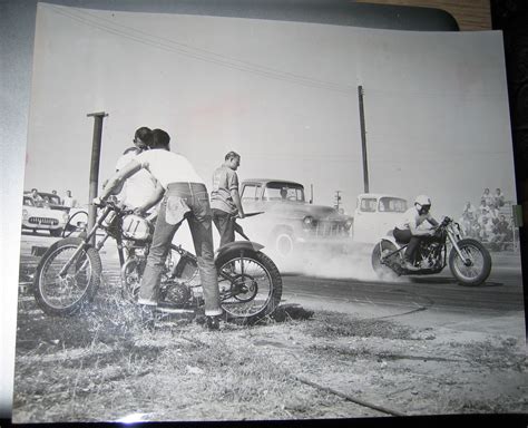 Drag Racing At Lions Drag Strip In Long Beach Circa Mid 1950s Harley
