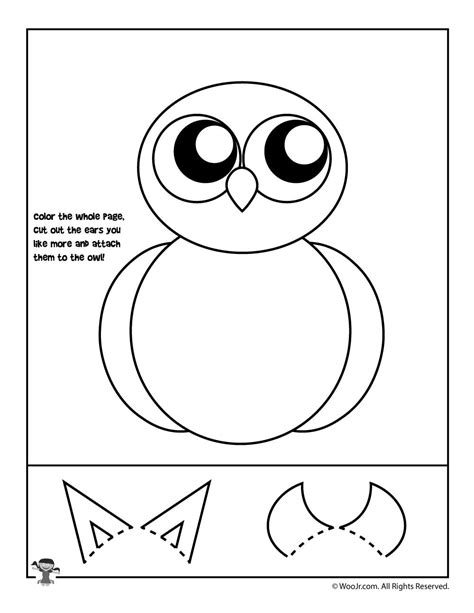 Owl Cut And Paste Activity Page Woo Jr Kids Activities Childrens