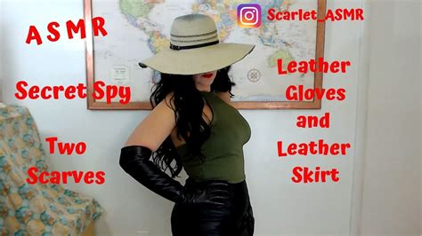 asmr secret spy leather gloves and skirt sounds 2 scarves and muffled whispering youtube