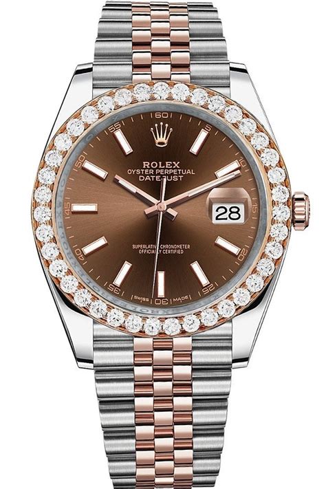 Rolex Custom Diamond Bezel Datejust 41 Rose Gold Mens 126331 Watchguynyc