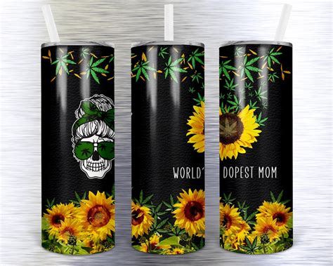 Worlds Dopest Mom With Sunflowers And Cannabis Leaves Instant Etsy
