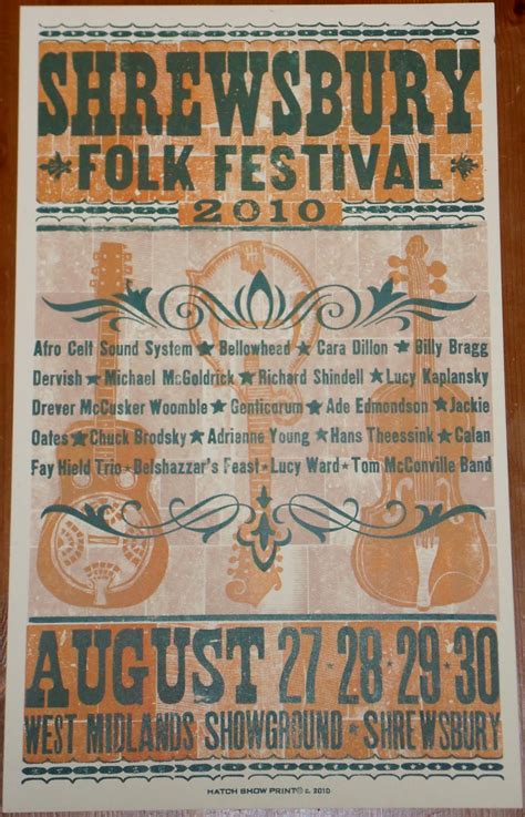 Shrewsbury Folk Festival Hatch Show Print 2010